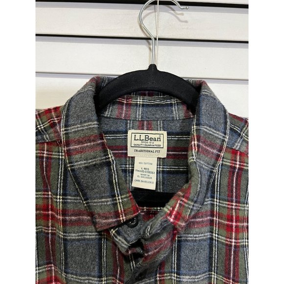 LL Bean Flannel Long Sleeve Button Up Shirt - Size L - Picture 2 of 3